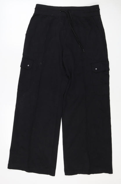 Marks and Spencer Women Black Size 12 Regular Cargo Trousers Drawstring