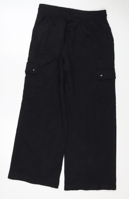 Marks and Spencer Women Black Size 12 Regular Cargo Trousers Drawstring