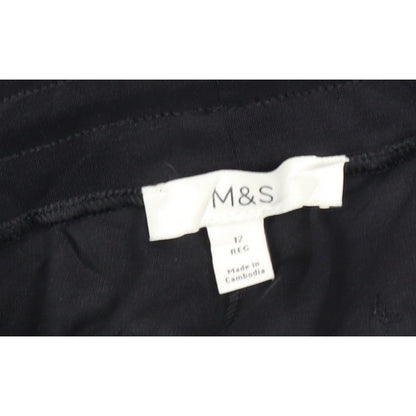 Marks and Spencer Women Black Size 12 Regular Cargo Trousers Drawstring