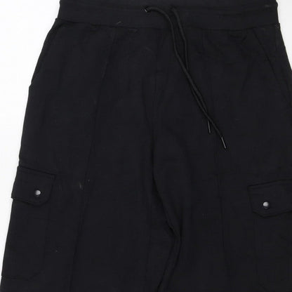 Marks and Spencer Women Black Size 12 Regular Cargo Trousers Drawstring