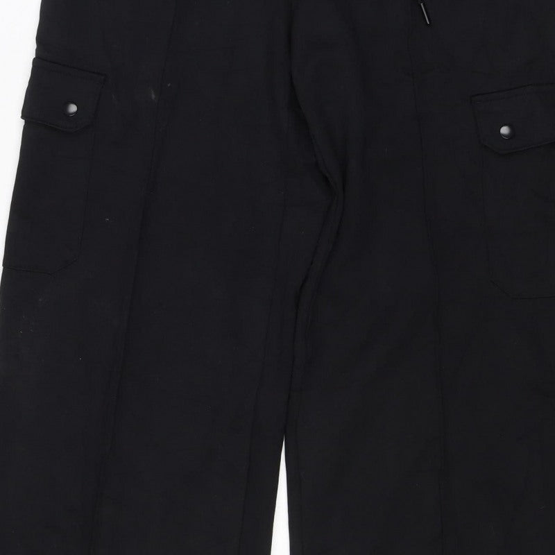 Marks and Spencer Women Black Size 12 Regular Cargo Trousers Drawstring