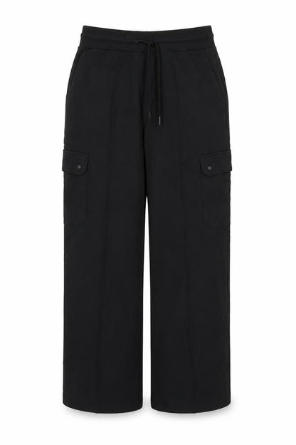 Marks and Spencer Women Black Size 12 Regular Cargo Trousers Drawstring