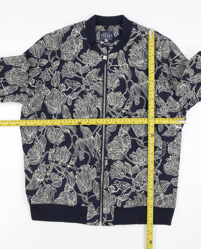 Joules Women Navy Floral Bomber Jacket UK 10 Zip Lined