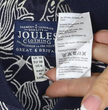 Joules Women Navy Floral Bomber Jacket UK 10 Zip Lined