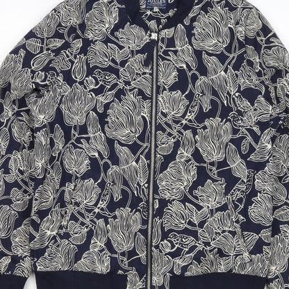 Joules Women Navy Floral Bomber Jacket UK 10 Zip Lined