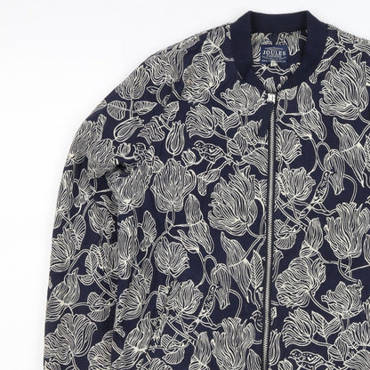 Joules Women Navy Floral Bomber Jacket UK 10 Zip Lined