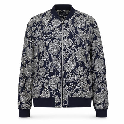 Joules Women Navy Floral Bomber Jacket UK 10 Zip Lined