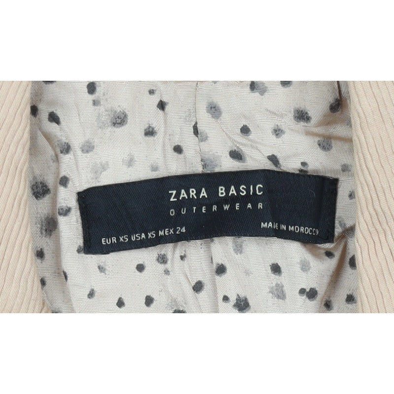 Zara Women Beige XS Mid-Length Single-Breasted Overcoat