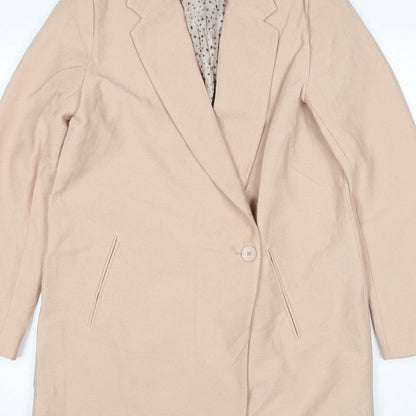 Zara Women Beige XS Mid-Length Single-Breasted Overcoat