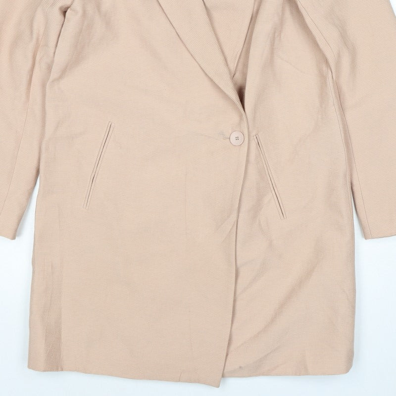 Zara Women Beige XS Mid-Length Single-Breasted Overcoat