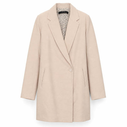 Zara Women Beige XS Mid-Length Single-Breasted Overcoat