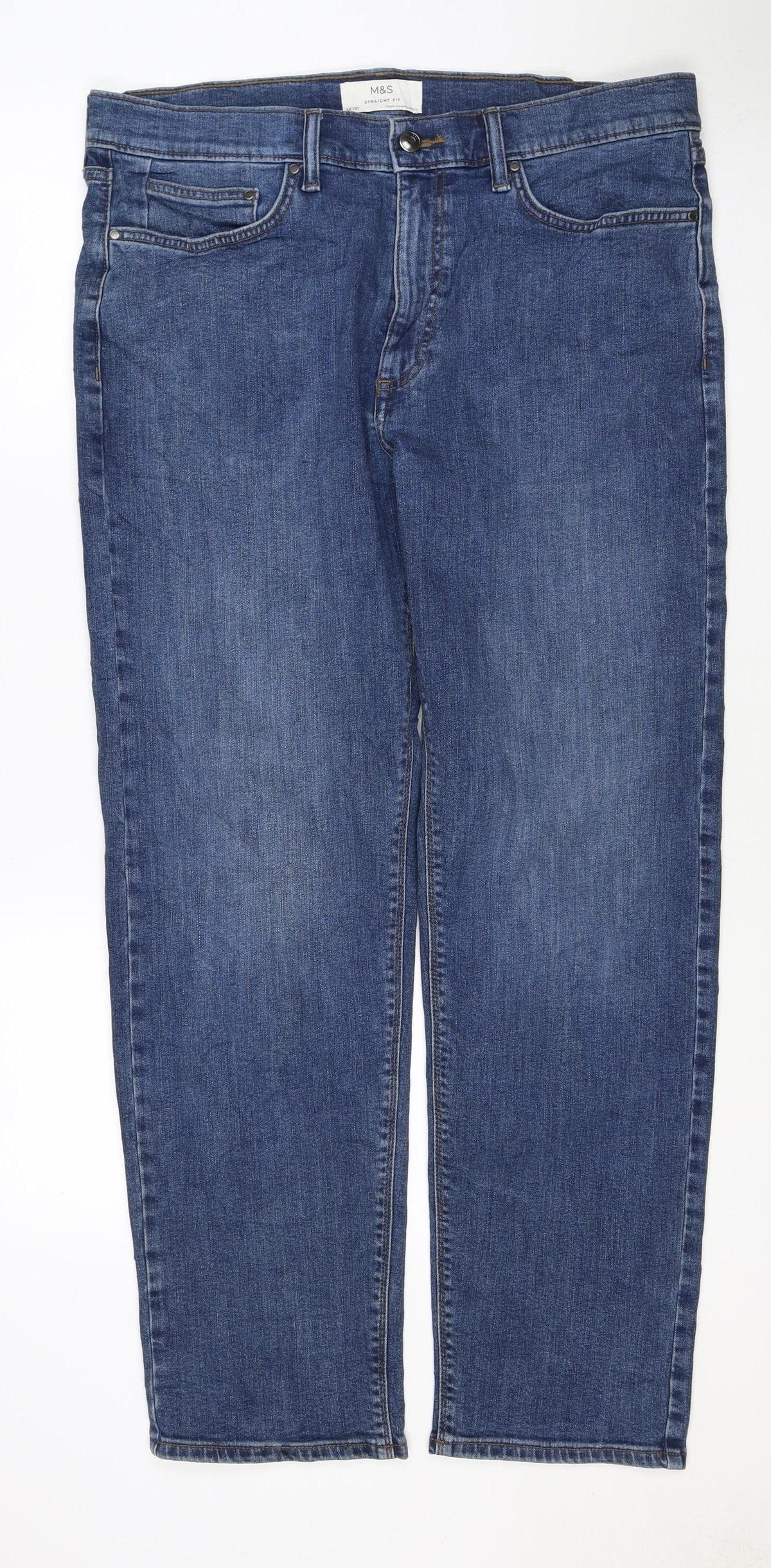 Marks and Spencer Men’s Blue 34/31 Straight Fit Stretch Jeans