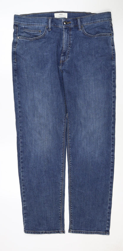 Marks and Spencer Men’s Blue 34/31 Straight Fit Stretch Jeans