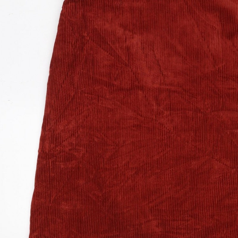 Oliver Bonas Women’s Red UK 8 Corduroy A-Line Long Sleeve Dress