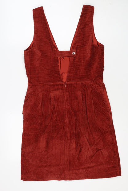 Oliver Bonas Women’s Red UK 8 Corduroy A-Line Long Sleeve Dress