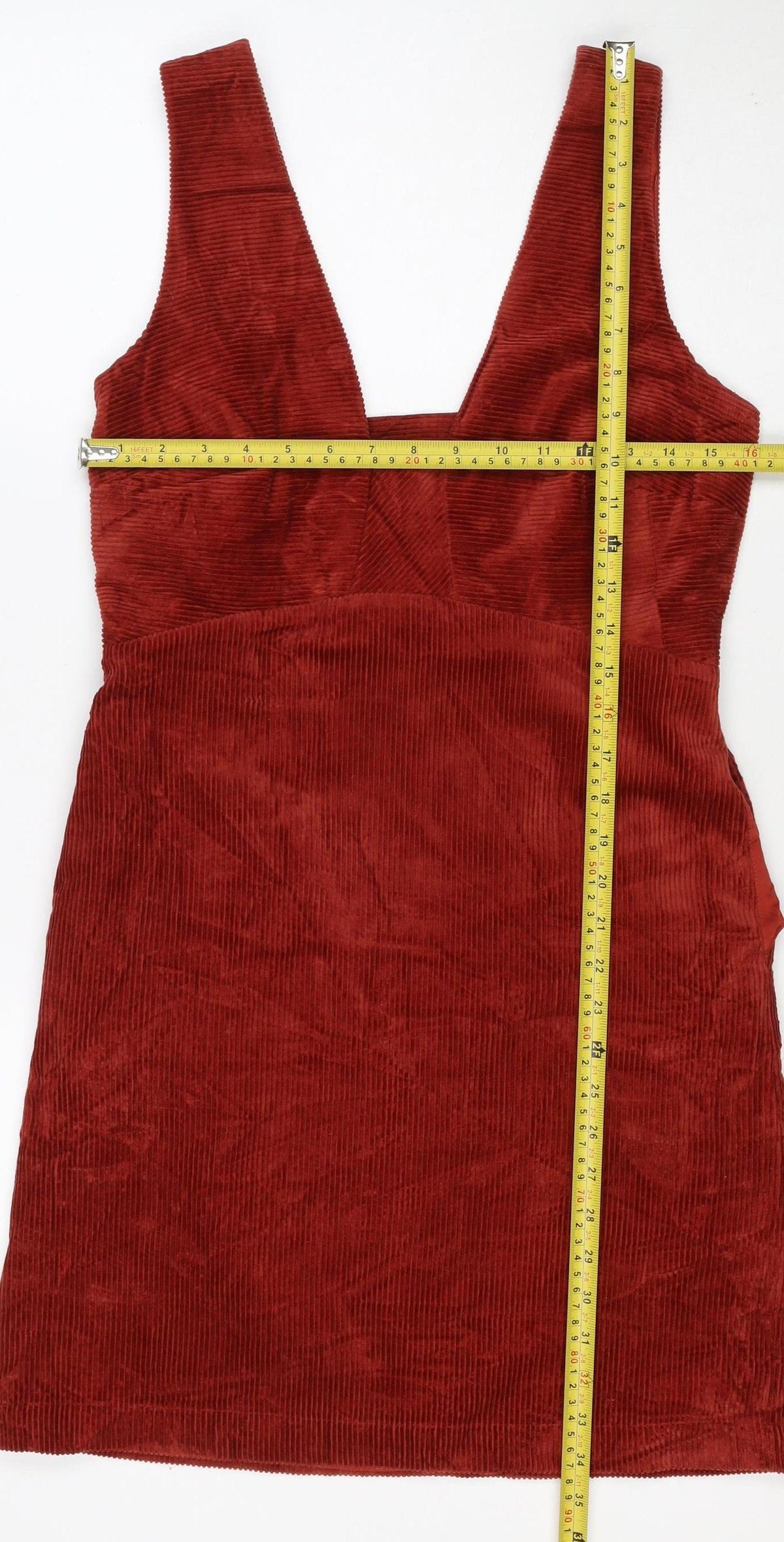 Oliver Bonas Women’s Red UK 8 Corduroy A-Line Long Sleeve Dress
