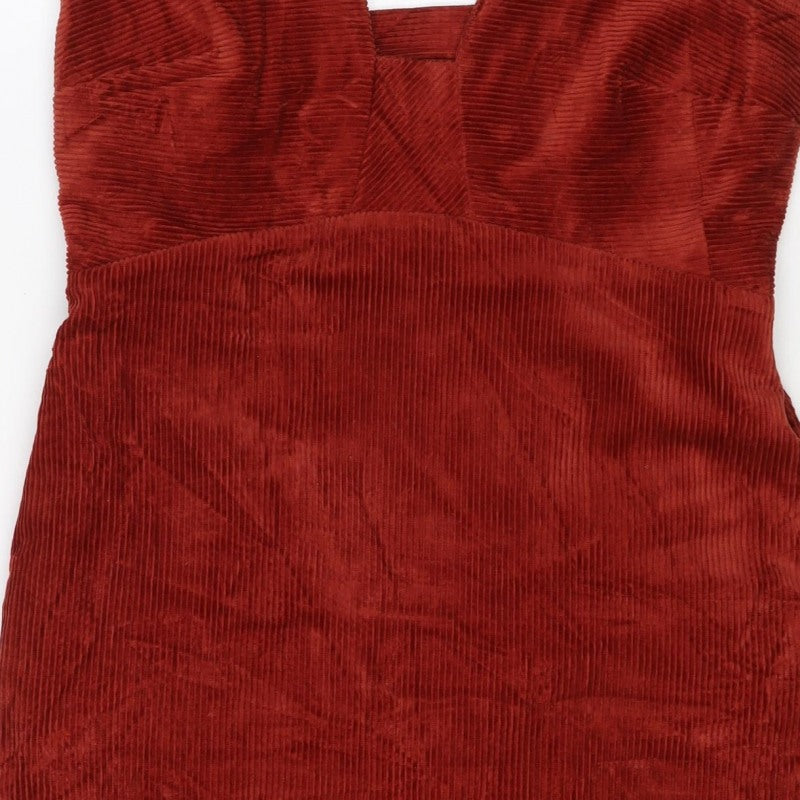 Oliver Bonas Women’s Red UK 8 Corduroy A-Line Long Sleeve Dress