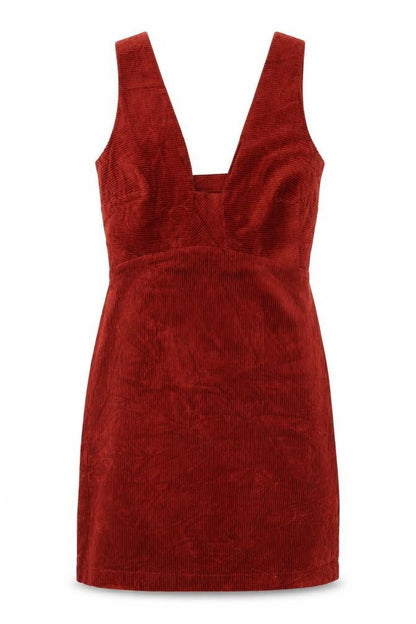 Oliver Bonas Women’s Red UK 8 Corduroy A-Line Long Sleeve Dress