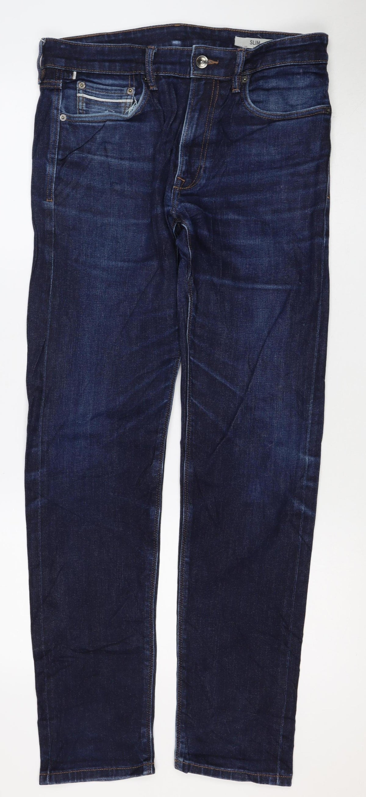 M&S Men’s Blue 32in Straight Stretch Denim Jeans W32 L32
