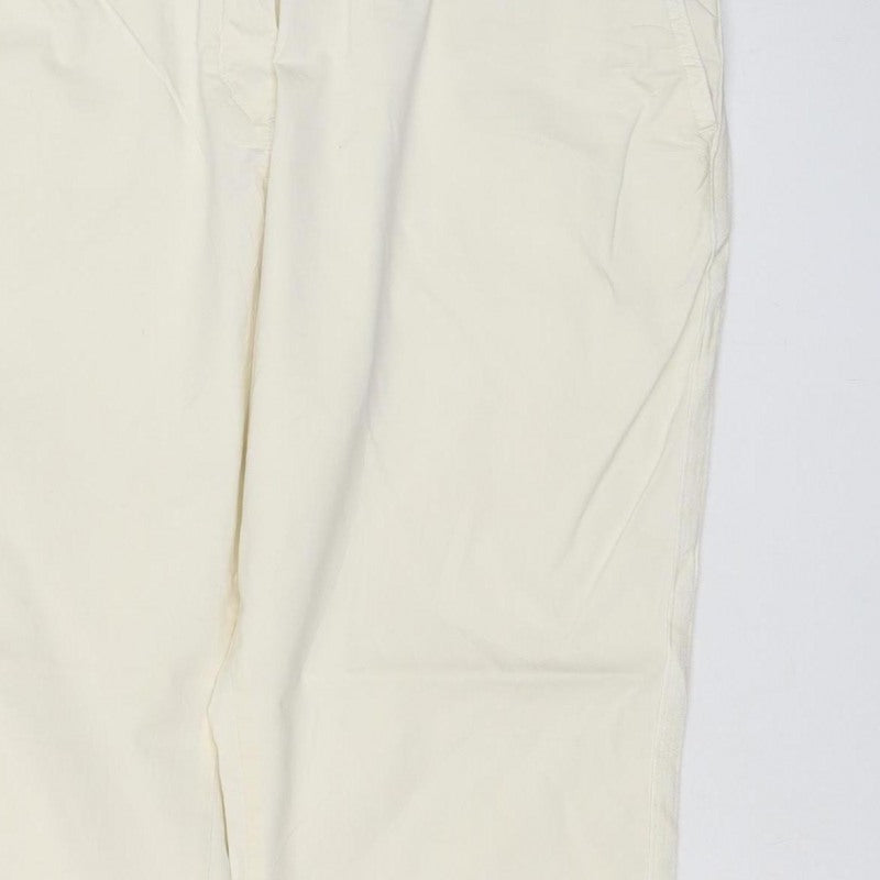 Marks & Spencer Women Ivory Chino Trousers Size 14 Short Stretch