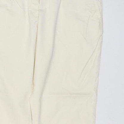 Marks & Spencer Women Ivory Chino Trousers Size 14 Short Stretch