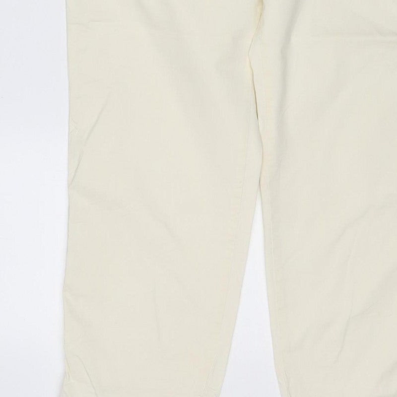 Marks & Spencer Women Ivory Chino Trousers Size 14 Short Stretch