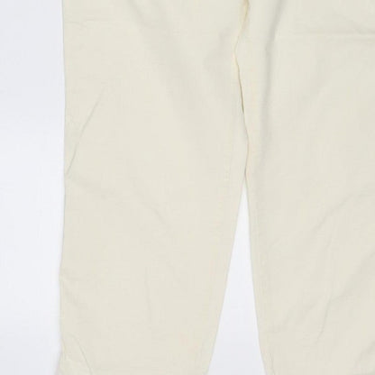 Marks & Spencer Women Ivory Chino Trousers Size 14 Short Stretch