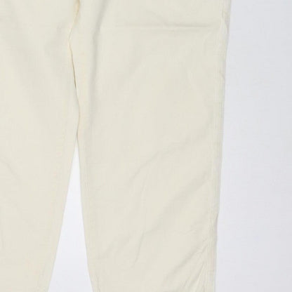Marks & Spencer Women Ivory Chino Trousers Size 14 Short Stretch