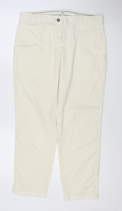 Marks & Spencer Women Ivory Chino Trousers Size 14 Short Stretch