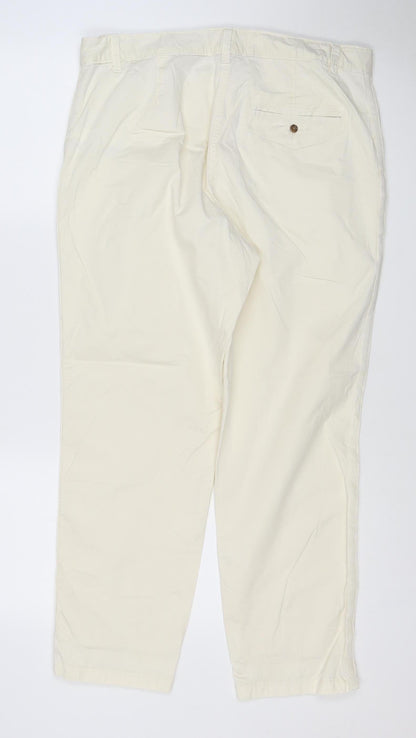 Marks & Spencer Women Ivory Chino Trousers Size 14 Short Stretch