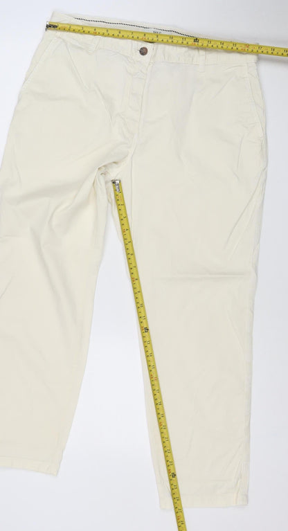 Marks & Spencer Women Ivory Chino Trousers Size 14 Short Stretch