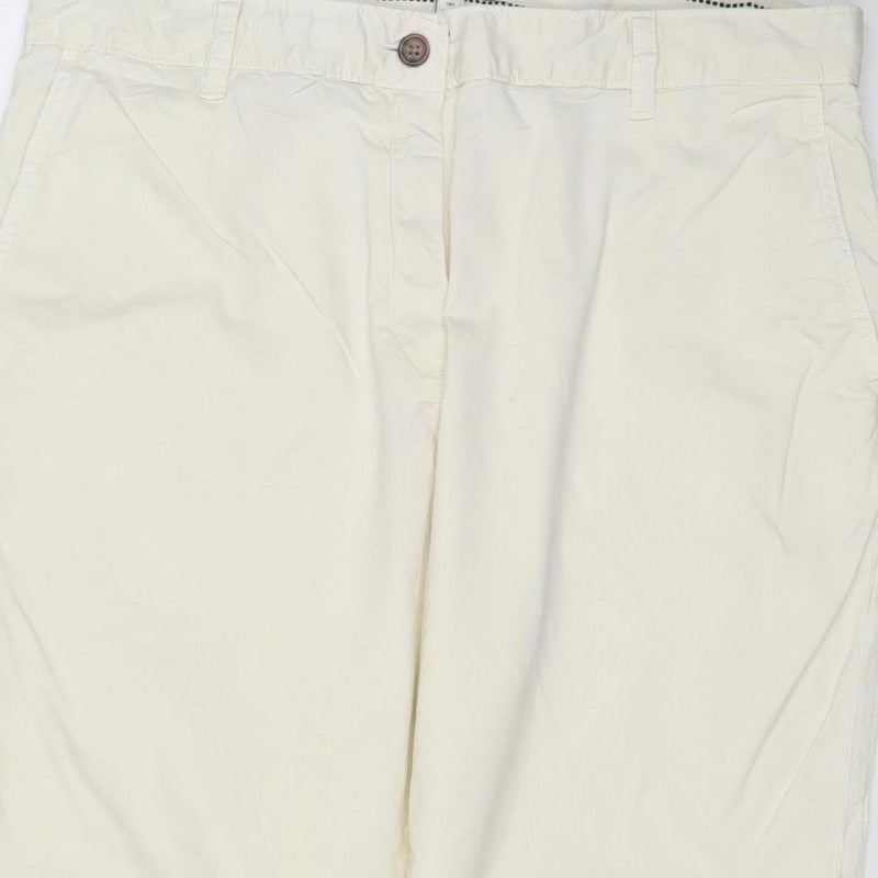 Marks & Spencer Women Ivory Chino Trousers Size 14 Short Stretch