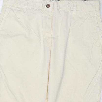 Marks & Spencer Women Ivory Chino Trousers Size 14 Short Stretch