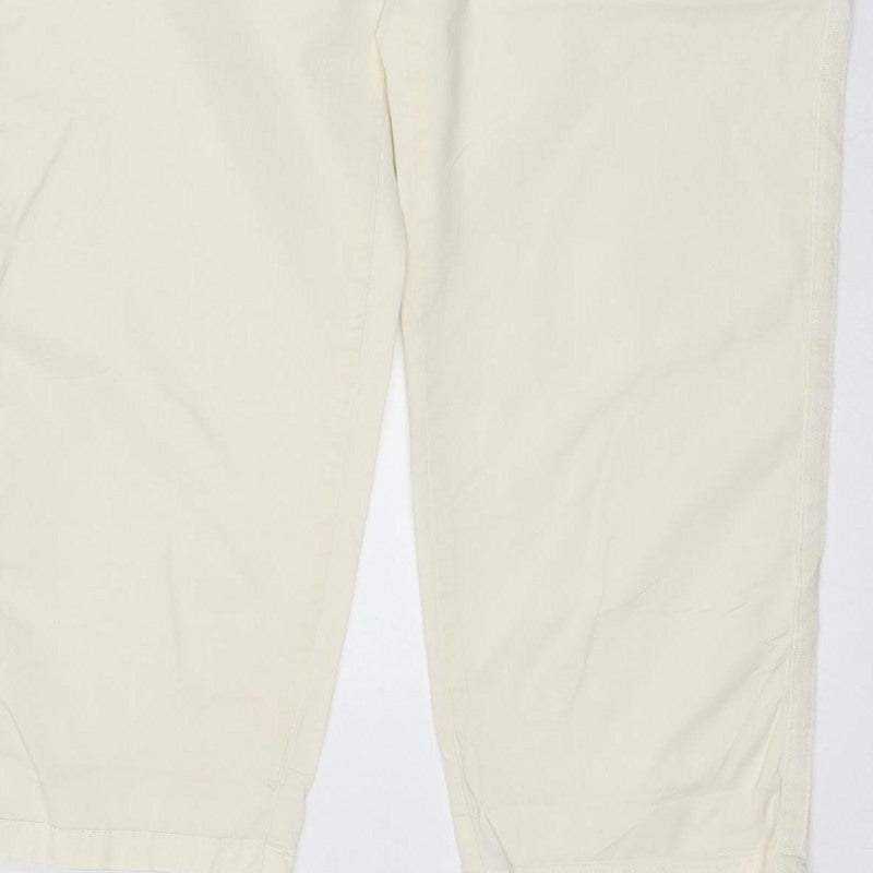 Marks & Spencer Women Ivory Chino Trousers Size 14 Short Stretch