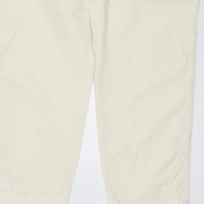 Marks & Spencer Women Ivory Chino Trousers Size 14 Short Stretch