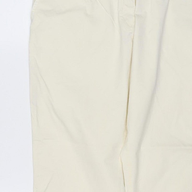 Marks & Spencer Women Ivory Chino Trousers Size 14 Short Stretch