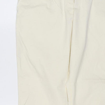 Marks & Spencer Women Ivory Chino Trousers Size 14 Short Stretch