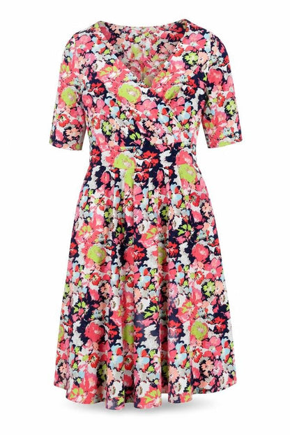 Lands' End Women’s Multicoloured Floral Wrap Dress UK 10-12 Jersey