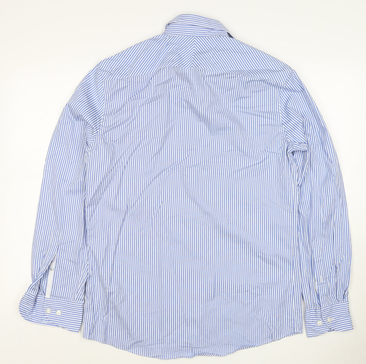 Jaeger Men's Blue Striped M Tailored Fit Cotton Formal Shirt