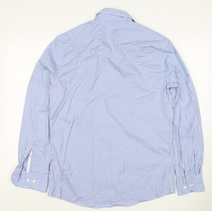 Jaeger Men's Blue Striped M Tailored Fit Cotton Formal Shirt