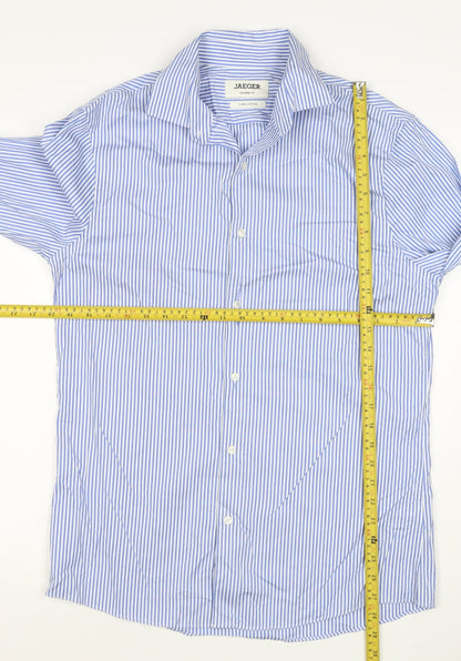 Jaeger Men's Blue Striped M Tailored Fit Cotton Formal Shirt