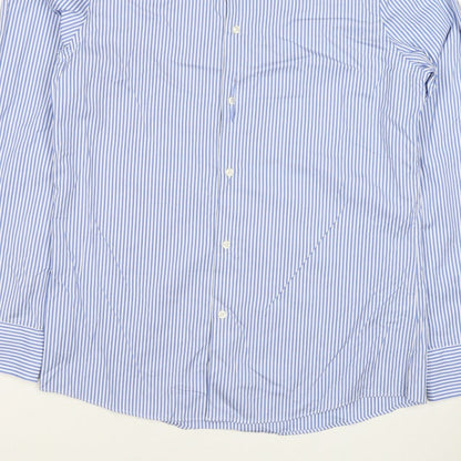 Jaeger Men's Blue Striped M Tailored Fit Cotton Formal Shirt