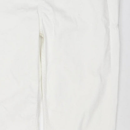 Marks and Spencer Women White UK 16 Long Super Soft Straight Jeans