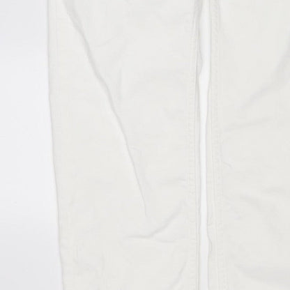 Marks and Spencer Women White UK 16 Long Super Soft Straight Jeans