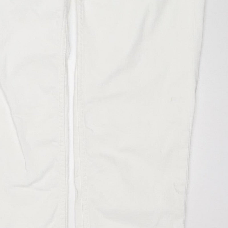Marks and Spencer Women White UK 16 Long Super Soft Straight Jeans