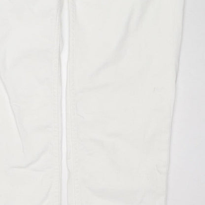 Marks and Spencer Women White UK 16 Long Super Soft Straight Jeans