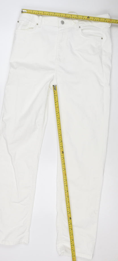 Marks and Spencer Women White UK 16 Long Super Soft Straight Jeans