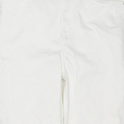 Marks and Spencer Women White UK 16 Long Super Soft Straight Jeans