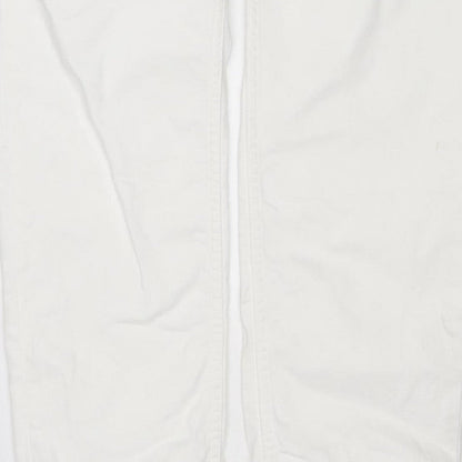 Marks and Spencer Women White UK 16 Long Super Soft Straight Jeans