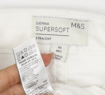 M&S Women’s White Size 10 Sienna Supersoft Straight Stretch Jeans